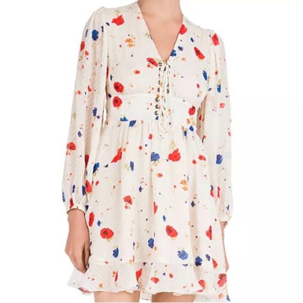 Floral lantern sleeve dress